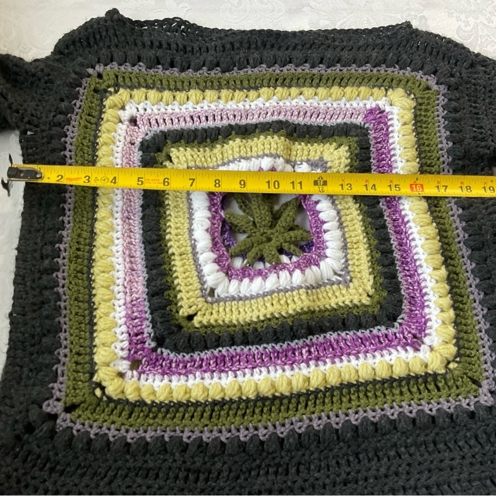Handmade Crochet Granny Square Sweater Boho Fairycore WItchy Top S/M - Picture 5 of 7